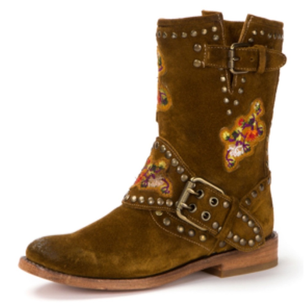 Frye Nat Flower suede studded Engineer boots, 7.5 - Picture 3 of 5
